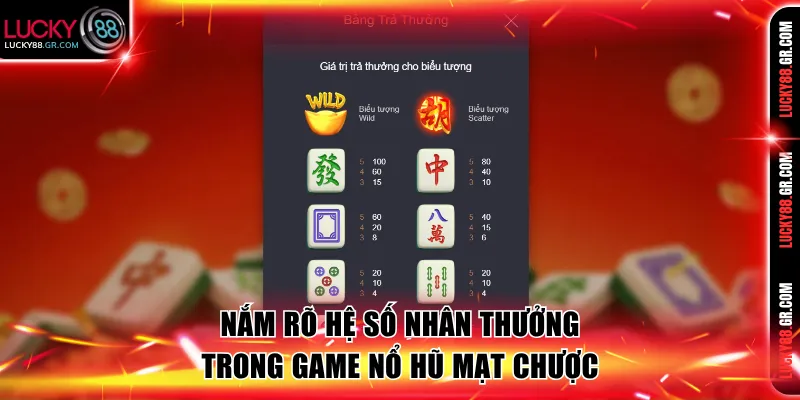 Nắm rõ hệ số nhân thưởng trong game nổ hũ Mạt Chược